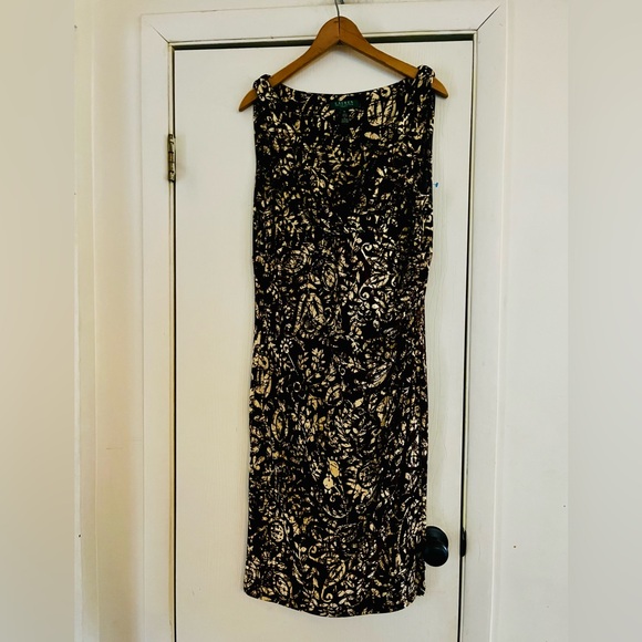 Ralph Lauren Dresses & Skirts - Lauren Ralph Lauren Stretch Safari Print Gathered Waist Fitted Slimming Dress 14